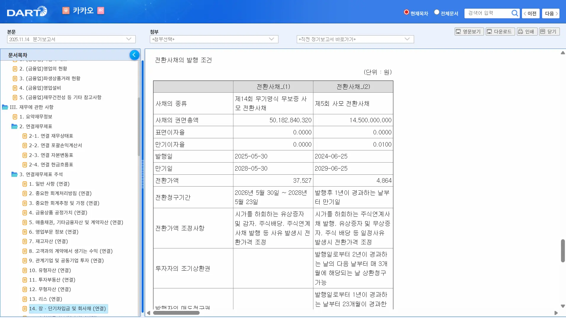카카오 전환사채 발행 사례