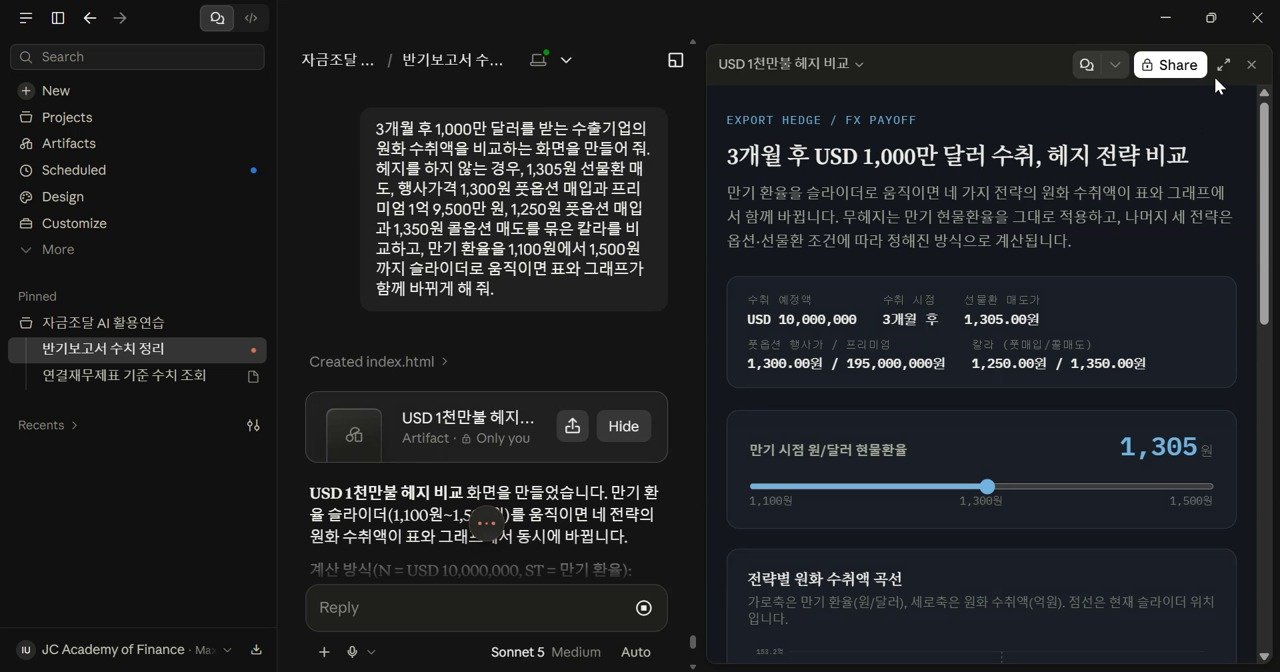 환율 시나리오 대시보드 실제 AI 활용 화면
